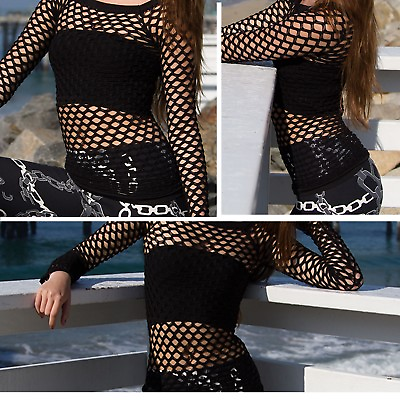 #ad A Sexy Long Sleeve Fishnet Shirt Women Tops Blouse GoGo Dance Wear Pick Color