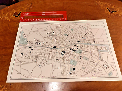 #ad Original c1900 Plan of Dublin City Map Railway Antique Ireland Liffey Broadstone