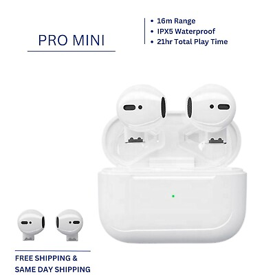 #ad Pro Mini Bluetooth 5.0 Wireless Gaming Earbuds Headset TWS Waterproof New White