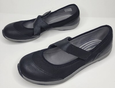 #ad WOMENS Mountrek Melissa Black Slip On Shoe Cross Strap Size 8.5 B 38.5