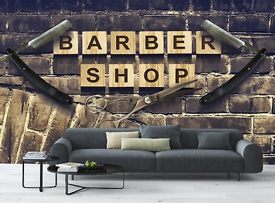 Barber Shop Old Wall Photo Wallpaper Wall Mural DECOR Paper Poster Free Paste