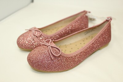 #ad NWT Cat amp; Jack Girls Shoes Sparkling Pink Glitter Slip on Ballet Flats SIZE 2