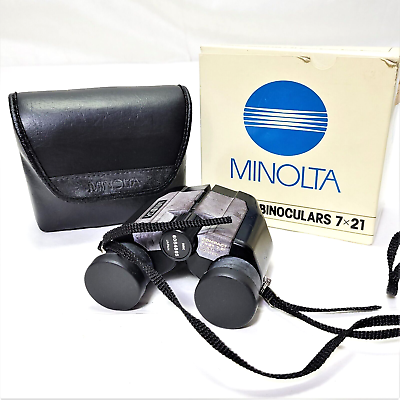 #ad Vintage Minolta Compact Multi Coated * 7x21 * Binoculars Box amp; Case Pocket Japan