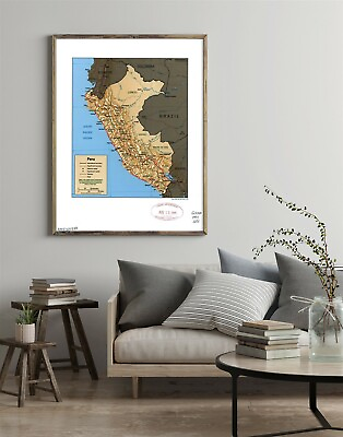 #ad 1991 Map Peru Peru Map Size: 18 inches x 24 inches Fits 18x24 size frame or