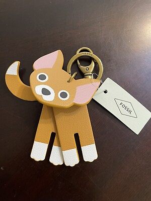 #ad NEW Fossil Chihuahua Dog KeyChain Key Fob Ring 4 movable parts Sofia Purse Fob