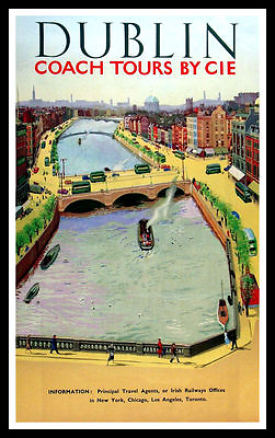 #ad Dublin Ireland Vintage Travel Poster Canvas Print Fridge Magnet 6x9.5 Large