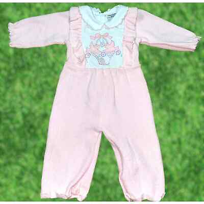 #ad Vintage Chandler Original Pink Knit Baby Girl Infant Romper 12 Months