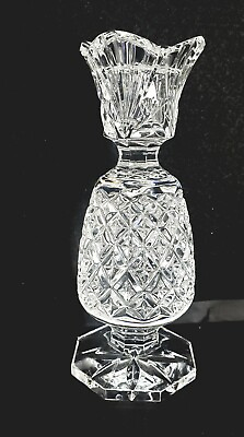 WATERFORD HOSPITALITY PINEAPPLE DIAMOND CUT CRYSTAL CANDLE STICK HOLDER 6quot;
