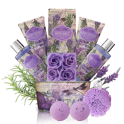 #ad Spa Gift Baskets for Women Lavender Bath Body At Home Spa Kit Mothers Day Gift