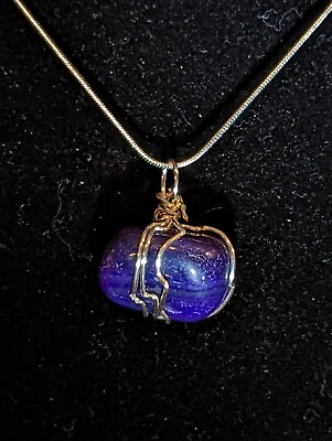 #ad Purple Jasper Pendant On A Sterling Silver Necklace