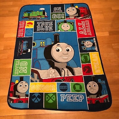 #ad Vintage Thomas the Tank Engine Small Reversible Twin Coverlet Comforter Toddler