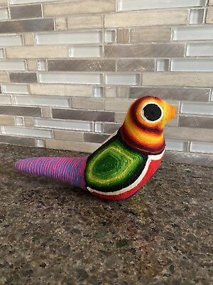 #ad 1960s Mexican Ceramic Pottery Huichoi Yarn Bird folk art