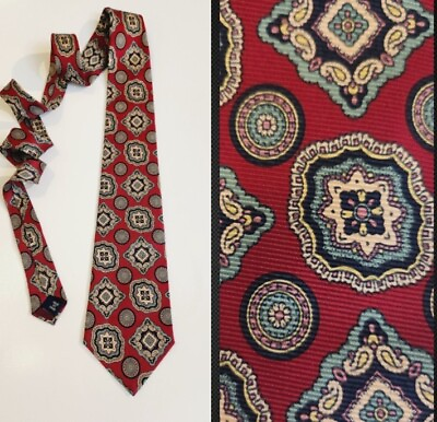 Vtg 90#x27;s Polo Ralph Lauren Made By Hand 100% Silk Kaleidoscope Print Necktie USA