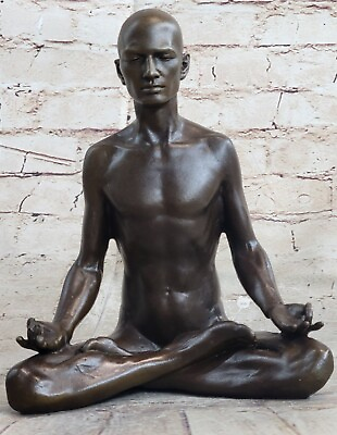 Art Deco Nude Male Yoga Exercise Meditation Hot Cast Bronze Sculpture Figurine