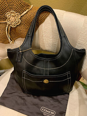 COACH Vintage Legacy Ergo Black Leather Hobo Satchel Hand Bag 10743 W Dustbag