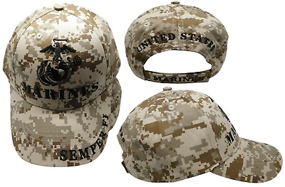 #ad USMC UNITED STATES MARINE CORPS US DIGITAL DESERT CAMO MILITARY HAT CAP MARINES