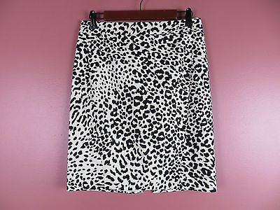 #ad SK08843 ANN TAYLOR LOFT Woman 97% Cotton Pencil Skirt Pearl Beige Black Geo 6P