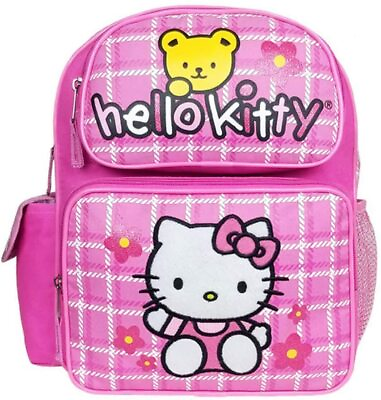 #ad Hello Kitty Small Backpack Pink with Bear 12 Inch