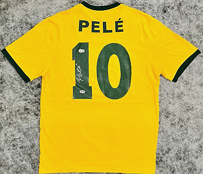 #ad Brazil Pele Authentic Signed Soccer Jersey Autographed Beckett amp; PSA DNA ITP COA