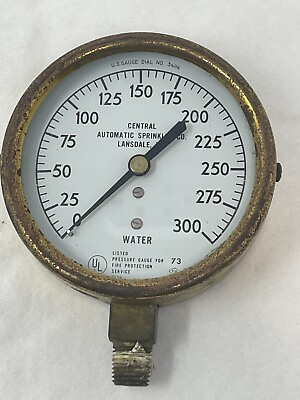 #ad VINTAGE CENTRAL AUTOMATIC SPRINKLER CO. LANSDALE PA WATER BRASS GAUGE DIAL