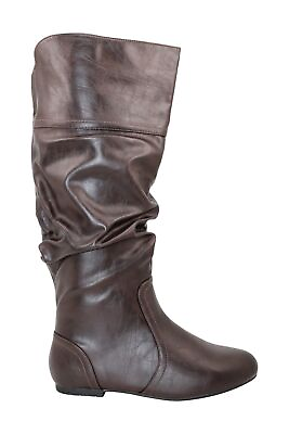 JEOSSY Women#x27;s 40 Slouch Boots Knee High Tall Slouchy Boot Flat Brown Size 7.5