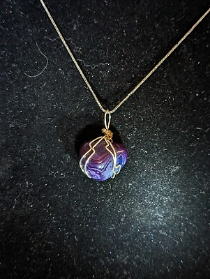 #ad Purple Jasper Pendant On A Sterling Silver Necklace
