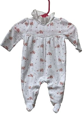 #ad Janie amp; Jack 1pc Layette Floral Outfit White Pink Elephants Girls Sz 0 3 Months