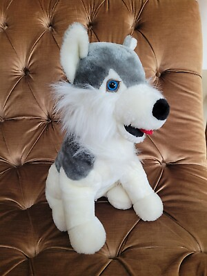 Best Toys Limited Husky Wolf Plush Dog Gray White Realistic Jumbo 18quot; Realistic