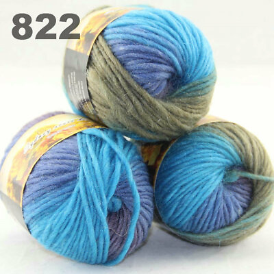 #ad Sale 3 Skeinsx50g NEW Hand Wool Knitting Yarn Chunky Colorful Scarves Shawls 22