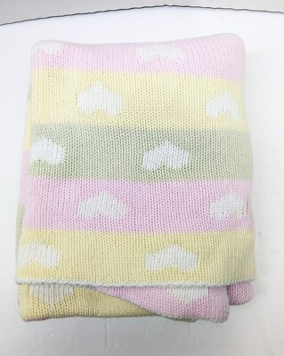 #ad Koala Baby Sweater Knit Baby Blanket Green Yellow Pink Hearts Cotton Toys ‘R’ Us
