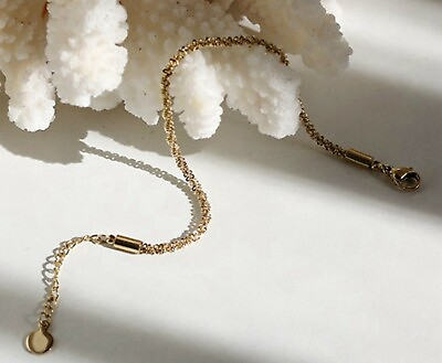 #ad Women Titanium Stainless Steel 2.5mm Gold Margarita Popcorn Chain Bracelet 6 7.5
