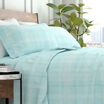 #ad Kaycie Gray Fashion 4 Piece Ultra Soft 100% Microfiber Thatch Bed Sheet Set