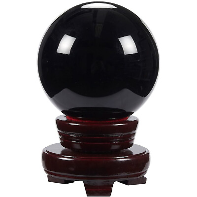 Black Obsidian Crystal Ball Sphere with Stand for Meditation Healing 4.5quot; x 3.1quot;