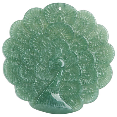 Burmese Jade Peacock Pendant Jewelry Green Emerald Necklace Jadeite Natural