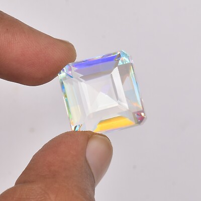 #ad 54.00 Ct Multicolor Mystic Topaz Square Faceted Cut Gemstone For Ring amp; Pendant