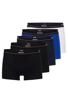 #ad New Hugo Boss 5 PACK OF STRETCH COTTON TRUNKS WITH LOGO WAISTBANDS Medium
