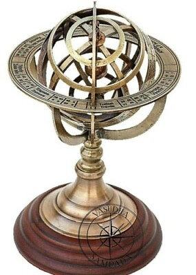 #ad Globe Armiliary Sphere Nautical Brass 5quot; Astrolabe Table Antique Top Decor World