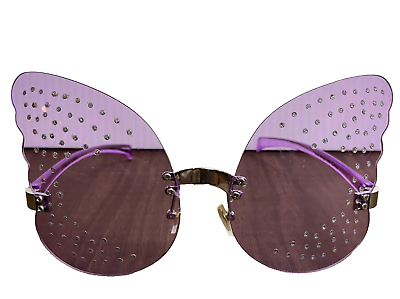 #ad Vintage 90s Dr Peepers Butterfly Rave Sunglasses Oversized Purple Rhinestones