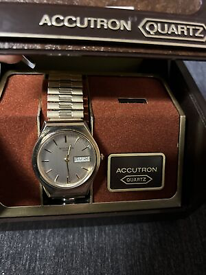 Vintage ACCUTRON Bulova Swiss Quartz Wrist Watch *engraved
