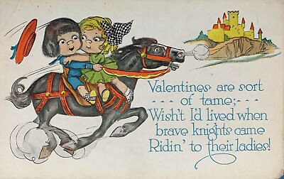 #ad #ad Valentine Postcard unposted castle kids amp; horse unposted