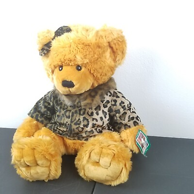 #ad JCPENNEY HOLIDAY COLLECTION Plush Bear Empty Name 2001 Leopard Print Jacket 27quot;