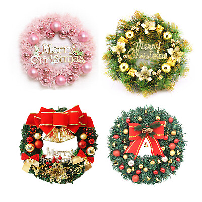 Christmas Wreath Door Hanging Decor Xmas Party Home Wall Garland Ornament Pink
