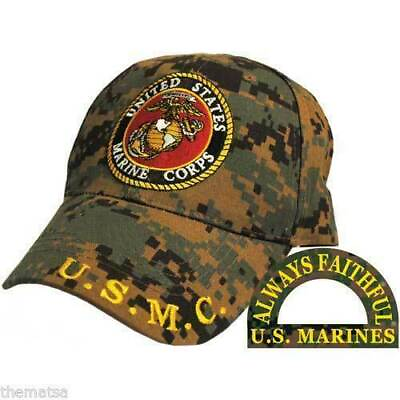 #ad U.S Military Marine Corps EGA Embroidered USMC Licensed CAMO Baseball Hat Cap