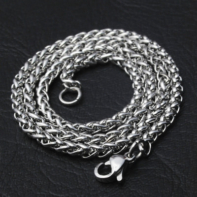 #ad 5pcs lot 2.5 3 4 5 6mm Stainless Steel Wheat Braided Chain Necklace Mens Jewelry