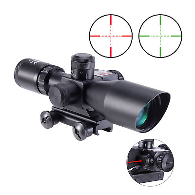 Pinty 2.5 10x40 Tactical Rifle Scope Mil dot Dual illuminated Red Laser w.Mount