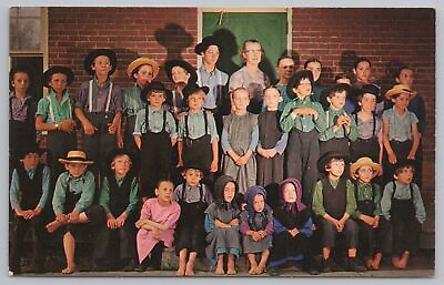 #ad #ad State View Pennsylvania Amish Children Pose for School Photo Vintage Postcard