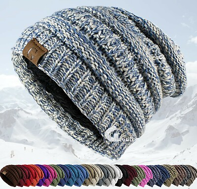 Knit Slouchy Baggy Beanie Oversize Winter Hat Ski Slouchy Cap Skull Women