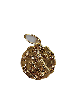 #ad new 18ct 18k solid yellow gold holy medal Saint rita patron of the impossible