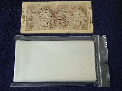 100 STEREOVIEW Stereoscopic Photo SLEEVES Pack Lot 1.5 Mil Poly ARCHIVAL SAFE