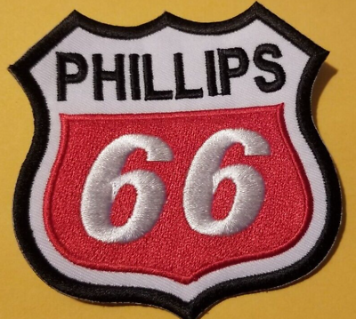#ad #ad Embroidered PHILLIPS 66 GAS OIL SHEILD Patch approx. 3 x 3.25quot; iron sew